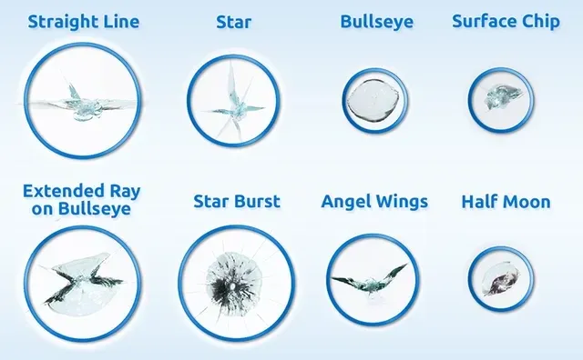 Types of windshield crack